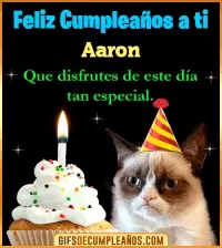GIF Gato meme Feliz Cumpleaños Aaron