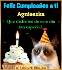 GIF Gato meme Feliz Cumpleaños Agnieszka