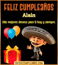 GIF Feliz cumpleaños con mariachi Alain