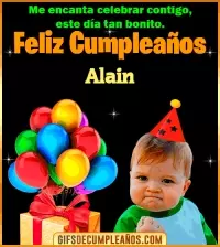 GIF Meme de Niño Feliz Cumpleaños Alain