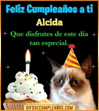GIF Gato meme Feliz Cumpleaños Alcida