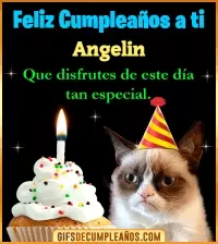 GIF Gato meme Feliz Cumpleaños Angelin