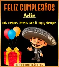GIF Feliz cumpleaños con mariachi Arlin
