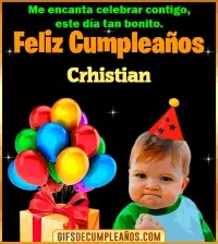GIF Meme de Niño Feliz Cumpleaños Crhistian