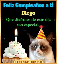 GIF Gato meme Feliz Cumpleaños Diego