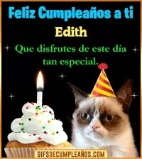 GIF Gato meme Feliz Cumpleaños Edith