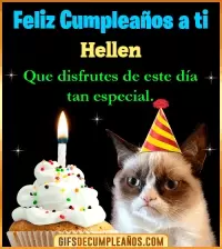 GIF Gato meme Feliz Cumpleaños Hellen