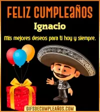 GIF Feliz cumpleaños con mariachi Ignacio
