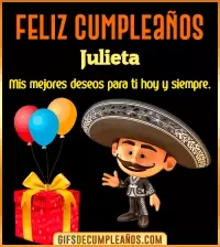GIF Feliz cumpleaños con mariachi Julieta