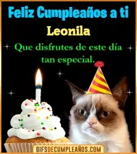 GIF Gato meme Feliz Cumpleaños Leonila