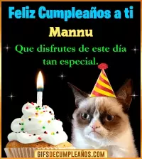GIF Gato meme Feliz Cumpleaños Mannu