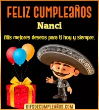 GIF Feliz cumpleaños con mariachi Nanci