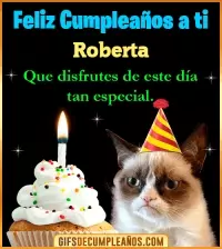 GIF Gato meme Feliz Cumpleaños Roberta