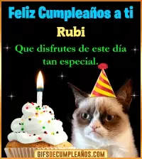 GIF Gato meme Feliz Cumpleaños Rubi