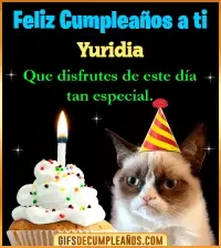 GIF Gato meme Feliz Cumpleaños Yuridia